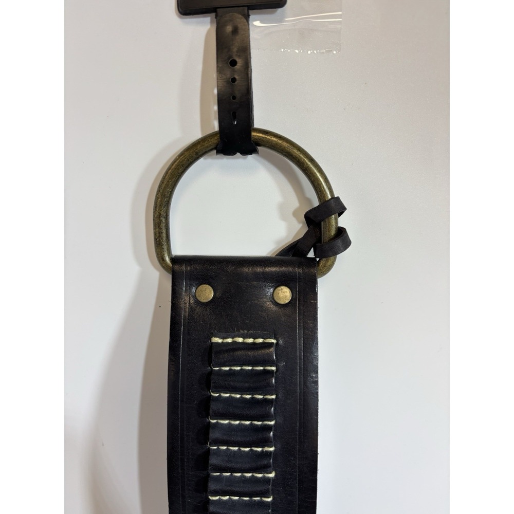 WCM genuine Leather Belt, Black D-ring Medium